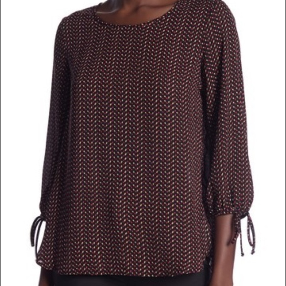 •Pleione• Geo Print Tie Sleeve Blouse